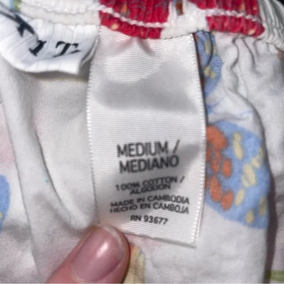 Mixit 100% Cotton Butterfly Pattern Ivory M Y2K Drawstring Shorts FLAW - Picture 7 of 7